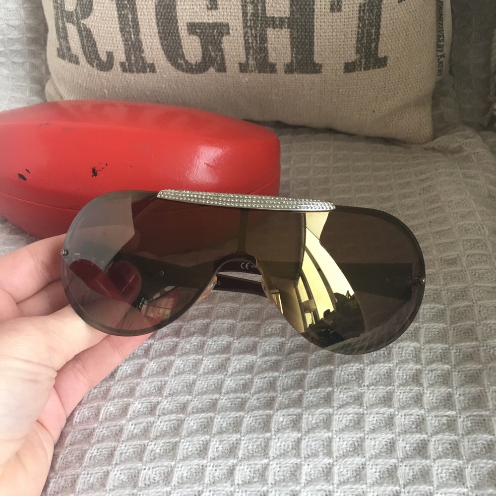 Valentino crystal rare sunglasses gold large Y2K - Picture 6 of 8
